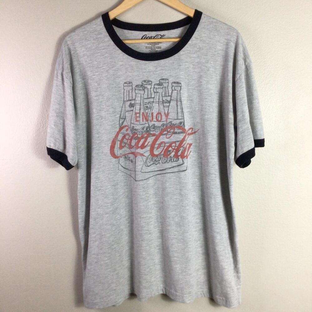 Classic 2011 Enjoy Coca-Cola Bottles Ringer T Shirt Gray XL